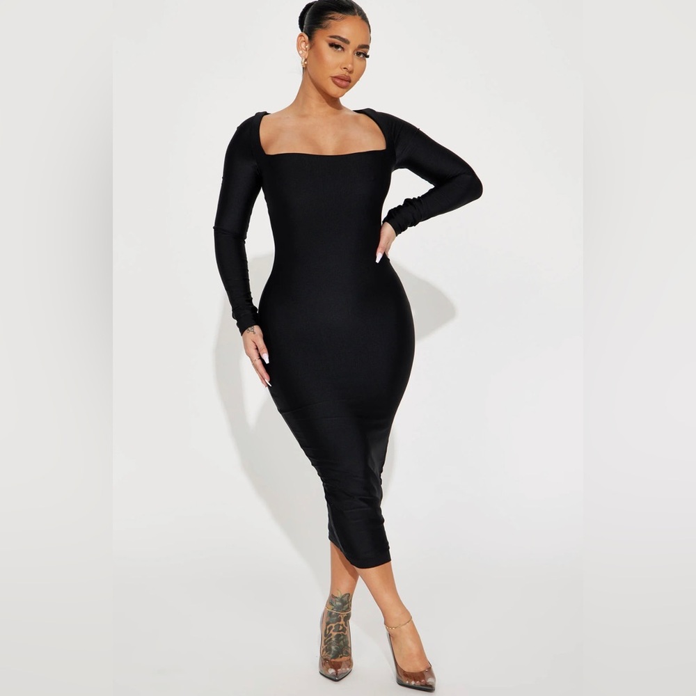 Black midi dress